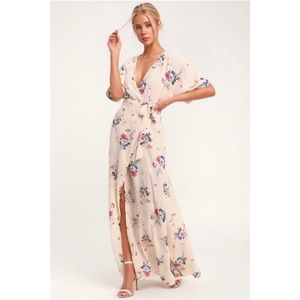 Anthropologie Socialite Flaming Cream Floral Print Wrap Maxi Dress